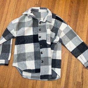 Gray checked fleece shacket - never worn - dress her up or down